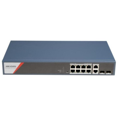 DS-3E1512HP-SI-8P2T2F - Smart managed switch 8x Gb PoE + 2x Gb SFP Uplink + 2xGB RJ 45,  130W, Super PoE - dosah až 300m