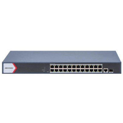 DS-3E1526P-EIV2 - Smart managed switch 24x Gb PoE + 1x Gb RJ45 + 1xGb SFP, 370W, Super PoE - dosah až 300m