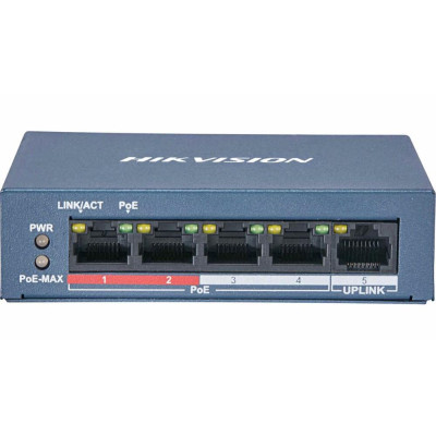 DS-3E0105P-E/M(B) - switch 4x 100TX PoE + 1x 100TX uplink, 35W, Super PoE