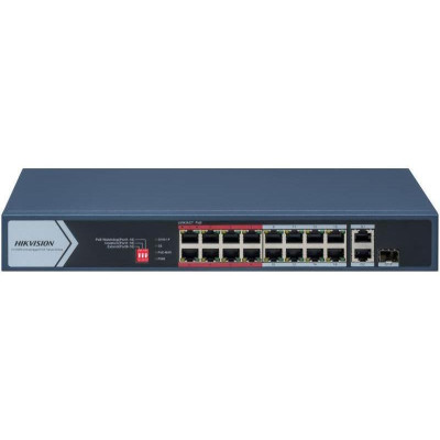 DS-3E0318P-E/M(C) - switch 16x 100TX PoE RJ45 port, 1 Gb RJ45 port, 1 Gb combo port, 130W