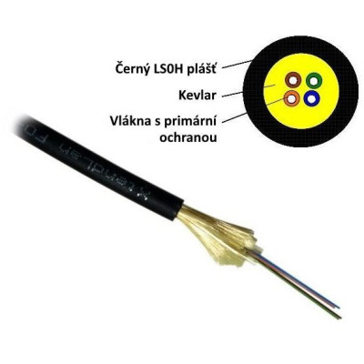 XtendLan FO kabel, 9/125, 12c, DROP, 3,7mm LS0H, černý, G.657A, 1000N, 1km cívka s konektory