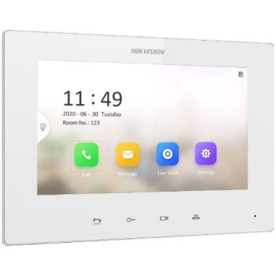 DS-KH6220-LE1/White - 7" IP bytový nedotykový monitor, PoE - bílý