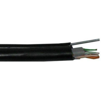 Kab-UTP5E_D_PVCPEM - drát 4 páry, Cat 5e, (PE+PVC) Venkovní dvouplášť, černý, ocelové nosné lanko