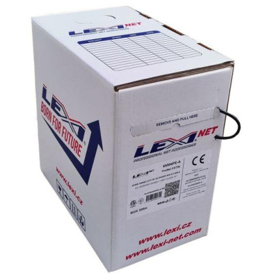 KLEXI65504PE-A-RB - LEXI-Net instalační kabel UTP CAT 5e 24AWG venkovní PE černý 305m samoodvíjecí box