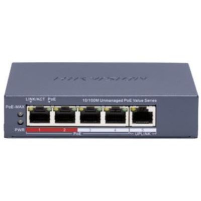 DS-3E0105P-E/M(C) - Switch 4x 100TX PoE + 1x 100TX uplink, 45W, Super PoE