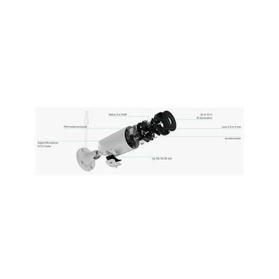 AJAX BulletCam (8 Mp/2.8 mm), bílá - IP kamera 8 Mpx, obj. 2,8 mm, IR 35m, AI Analytics, microSD, H.265, WDR, HDR, IP65