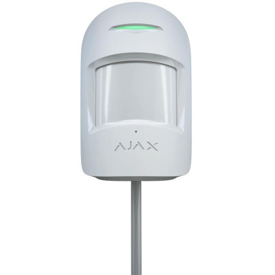 AJAX CombiProtect Fibra, bílý - Drátový kombinovaný detektor, PIR + rozbití skla, PET imunita, dosah PIR 12 metrů