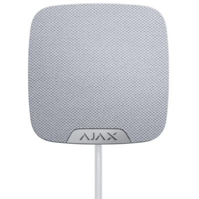 AJAX HomeSiren Fibra, bílá - Drátová vnitřní siréna, výkon 81–105 dB, indikace stavu LED diodou, IP50, nadčasový design