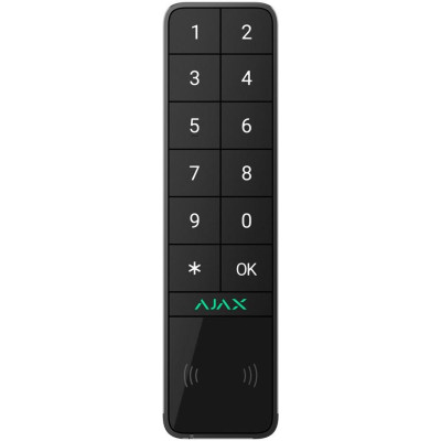 AJAX KeyPad Outdoor Jeweller, černá - Bezdrátová klávesnice s mechanickými tlačítky a podporou technologií DESFire a Bluetooth