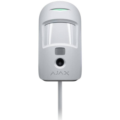 AJAX MotionCam (PhOD) Fibra, bílý - Vnitřní drátový detektor pohybu, PIR+CAM, PET imunita, dosah 12 metrů, fotografie na vyžádán