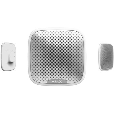 AJAX StreetSiren, bílá - Bezdrátová vnější siréna, výkon signalizace 85–113 dB, zabudovaná LED dioda, nadčasový design.