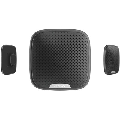 AJAX StreetSiren, černá - Bezdrátová vnější siréna, výkon signalizace 85–113 dB, zabudovaná LED dioda, nadčasový design.