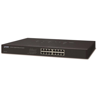 Planet GSW-1601 Switch 16x 10/100/1000, kov, rackmount, fanless