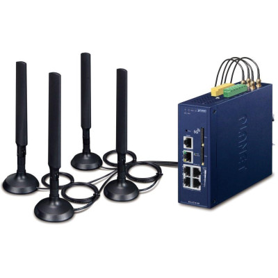 Planet dual 5G/LTE bezpečnostní brána, 2x WAN + 3x LAN, DI/DO, GPS, DIN, IP30, -40/+75°C, dual 9-54VDC