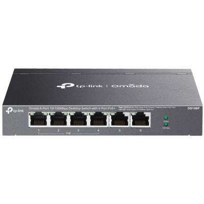 TP-Link DS106P, Omada switch, 4x 100 Mbps PoE+, 2x LAN, 67W PoE budget, Extend mod