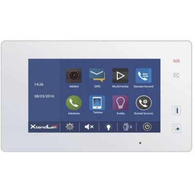 XtendLan Bytový monitor 2-drát D2/ LCD 7" dotykový 800x480/ videopaměť/ CZ menu/ bílý