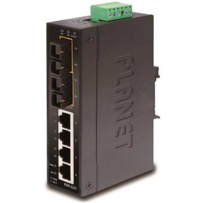 Planet ISW-621S15, 4x 10/100Base-TX+ 2x 100FX 15km, SM, DIN, IP30