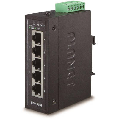 Planet ISW-500T, 5x 10/100Base-TX, ESD, DIN, IP30, -40~75°C