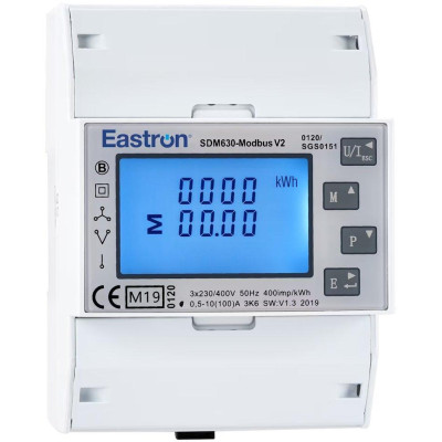 Eastron SDM630-MT-MID V2, třífázový, pulsní výstupy, vícesazbový