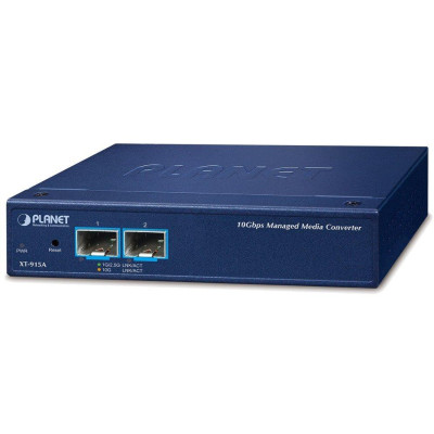 Planet XT-915A průmyslový konvertor, 2x 10G/1G Base-X SFP+, 0~50°C, DIN, SNMP