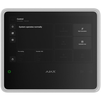 AJAX EN54 Fire Hub, bílá - Centrální ovládací panel požárního systému EN54 a PZTS, 2xSIM, 4G/3G/2G, Ethernet, Wi-Fi, bílý